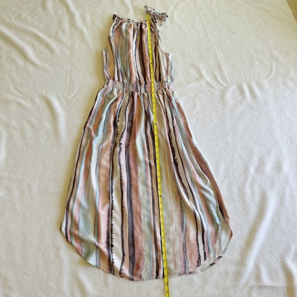 Bella Dahl Sleeveless Smocked Waist Midi Dress Coastal Stripe Print Size M - Picture 11 of 14